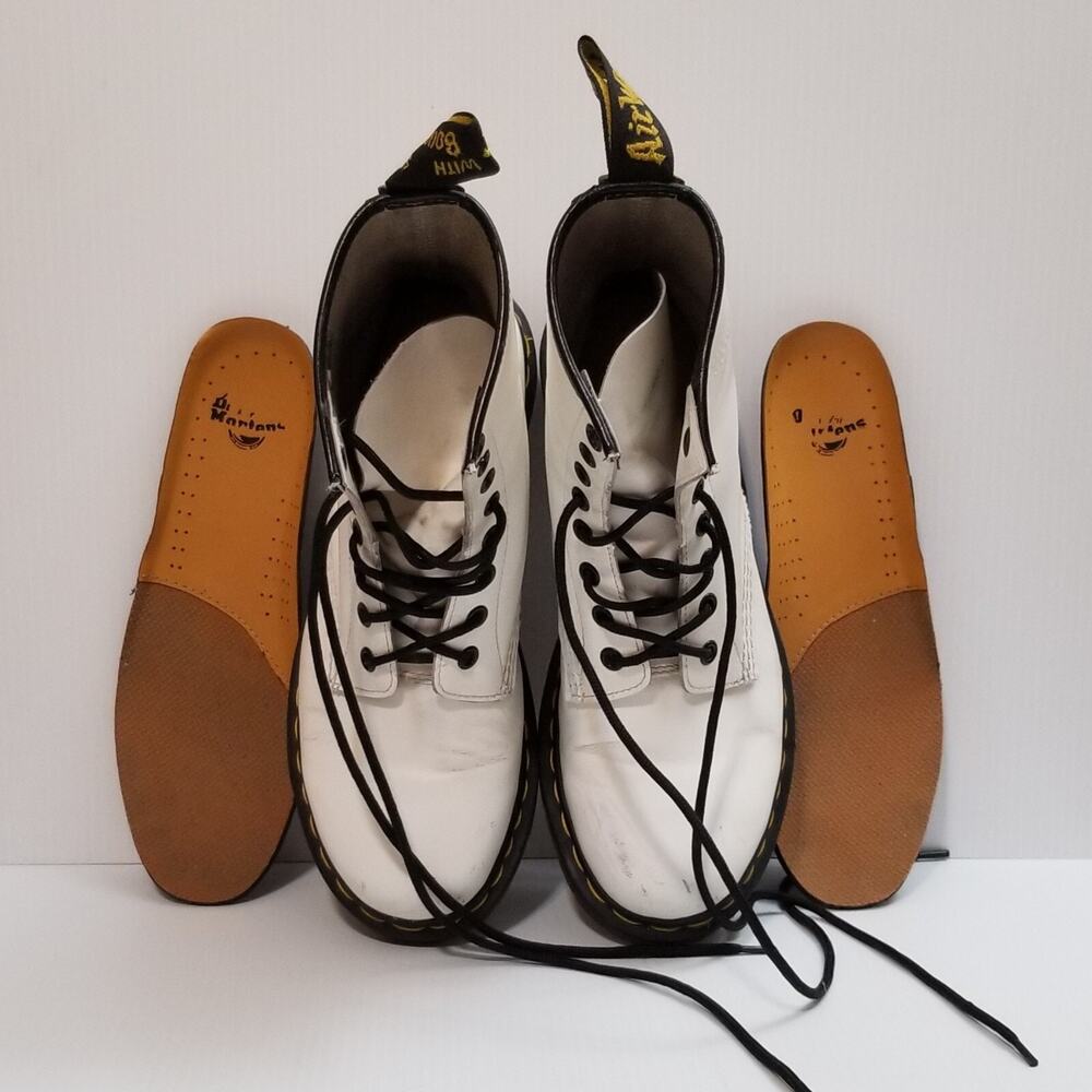 Dr Martens Leather Combat Boot White Women Sz 8 Doc AirWair 11821 Oil Resistant - Picture 8 of 15